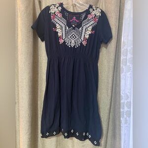 Johnny Was Embroidered Short Sleeve Dress